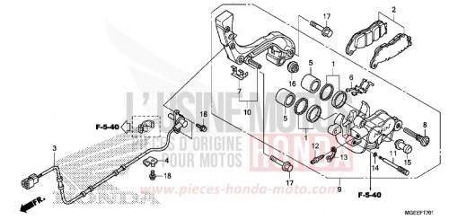 ETRIER DE FREIN ARRIERE (VFR1200F) VFR1200FF de 2015